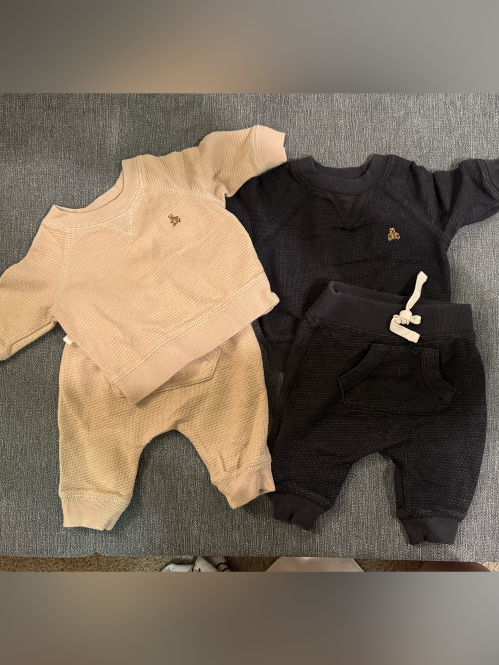 GAP Toddler Ribbed Sweatshirt & Joggers Sets - Beige and Black